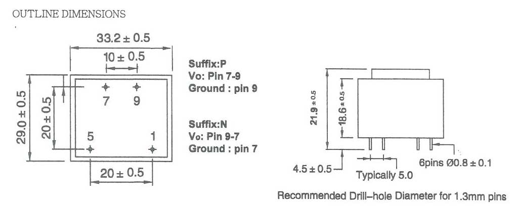 Outline per Trasformatori DC in BOX EI30